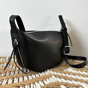 Madewell The Sling Bag Black Leather Silver Hardware